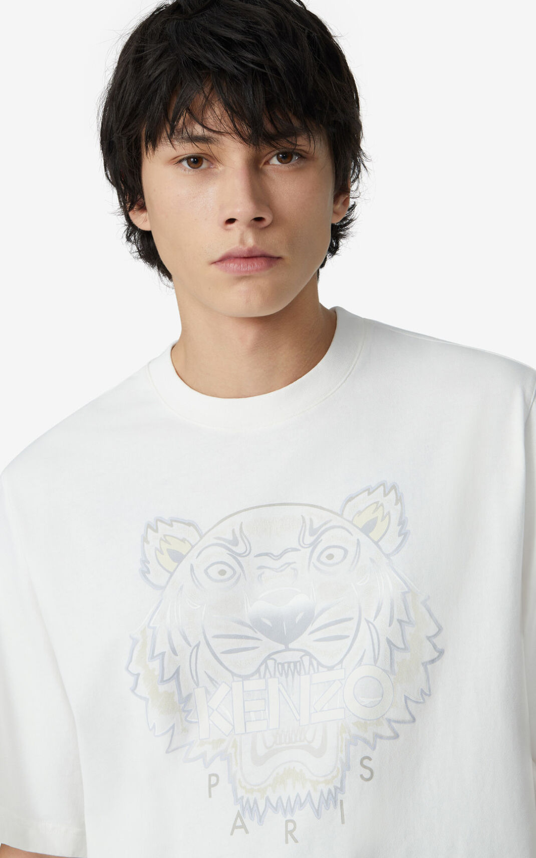 Kenzo Gradient Tiger Camisetas Hombre Blancas | 6982043-UQ